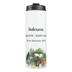 Family vacation bear wolf forest animals name thermal tumbler