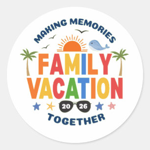 Family vacation classic round sticker