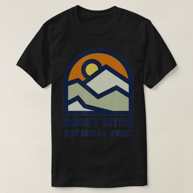 Family Vacation Design  Retro Rocky Mountains Nati T-Shirt (Design Front)