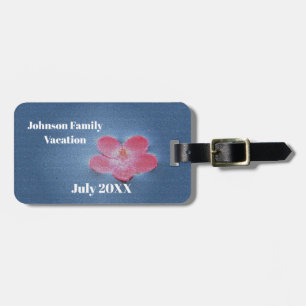 Family Vacation Floral Minimalist Pink Flower Luggage Tag