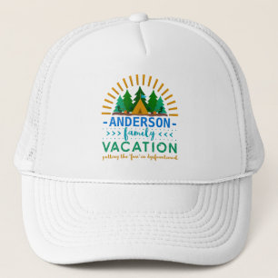 Family Vacation Funny Camping Trip   Custom Name Trucker Hat