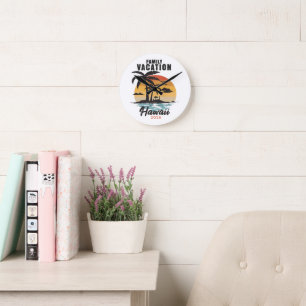 Family Vacation Hawaii 2026 Tropical Round Clock