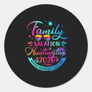 Family Vacation Huntington 2026 Palm Tree Gift Classic Round Sticker