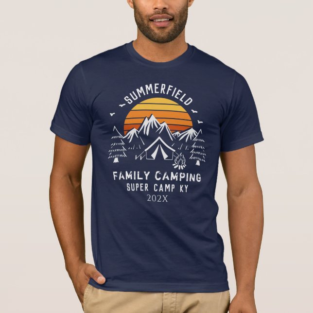 Family Vacation Matching Camping Retro Custom T-Shirt (Front)
