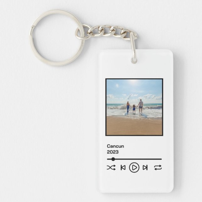 Family Vacation Memory Music Controls mp3 Buttons Key Ring (Front)