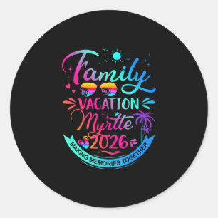 Family Vacation Myrtle 2026 Palm Tree Gift Classic Round Sticker