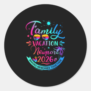 Family Vacation Newport 2026 Palm Tree Gift Classic Round Sticker