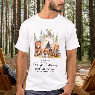 Family Vacation Personalised Cute Camping Bears  T-Shirt
