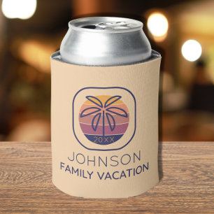 Family Vacation Personalised Palm Tree Can Cooler