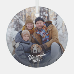 family vacation photo keepsake glass tree decoration
