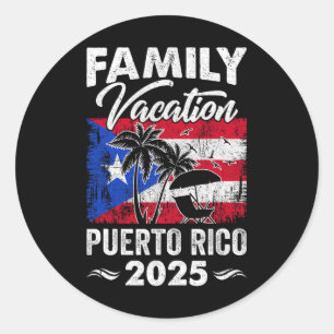 Family Vacation Puerto Rico 2025 Beach Summer Vaca Classic Round Sticker