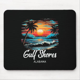 Family Vacation Retro Sunset Alabama Gulf Shores Mouse Pad