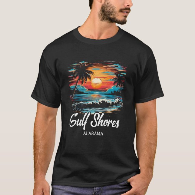 Family Vacation Retro Sunset Alabama Gulf Shores S T-Shirt (Front)