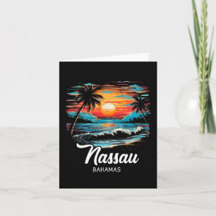 Family Vacation Retro Sunset Bahamas Nau Card