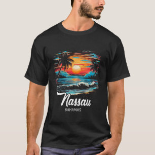 Family Vacation Retro Sunset Bahamas Nau  T-Shirt