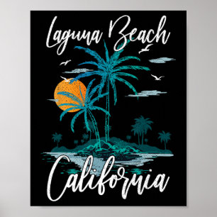 Family Vacation Retro Sunset California Laguna Bea Poster