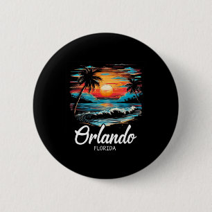 Family Vacation Retro Sunset Florida Orlando  6 Cm Round Badge