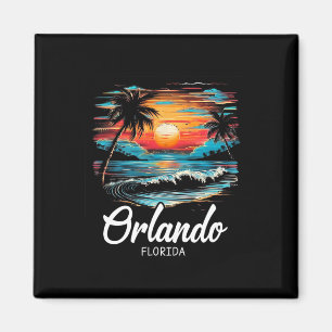 Family Vacation Retro Sunset Florida Orlando  Magnet
