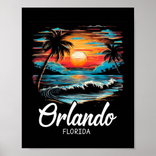 Family Vacation Retro Sunset Florida Orlando Poster