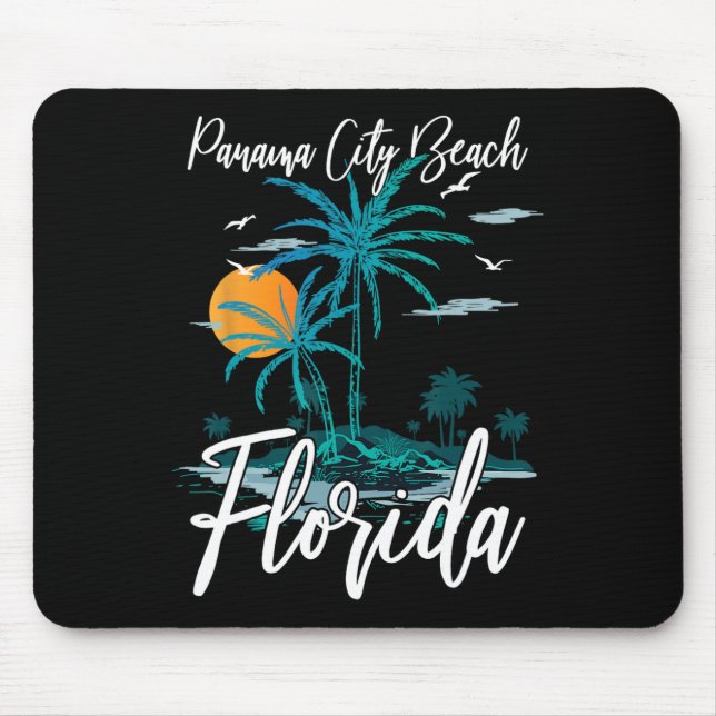Family Vacation Retro Sunset Florida Panama City B Mouse Pad (Front)