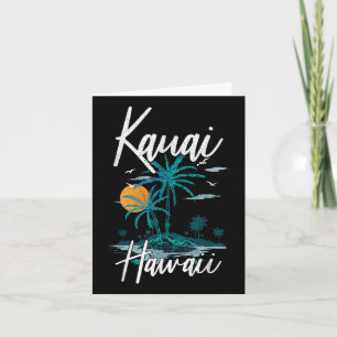 Family Vacation Retro Sunset Hawaii Kauai Card