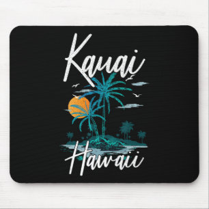 Family Vacation Retro Sunset Hawaii Kauai  Mouse Pad
