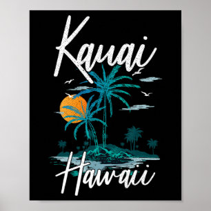 Family Vacation Retro Sunset Hawaii Kauai Poster