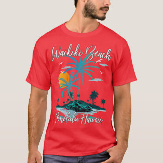 Family Vacation Retro Sunset Honolulu Hawaii Waiki T-Shirt