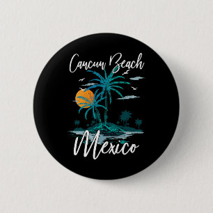 Family Vacation Retro Sunset Mexico Cancun Beach 6 Cm Round Badge