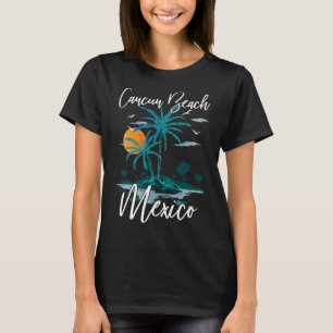 Family Vacation Retro Sunset Mexico Cancun Beach T-Shirt