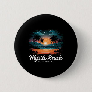 Family Vacation Retro Sunset South Carolina Myrtle 6 Cm Round Badge
