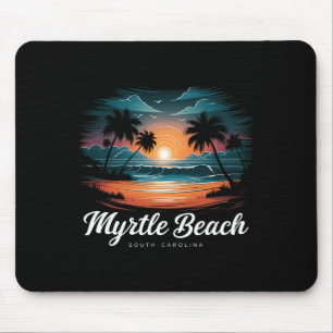 Family Vacation Retro Sunset South Carolina Myrtle Mouse Pad