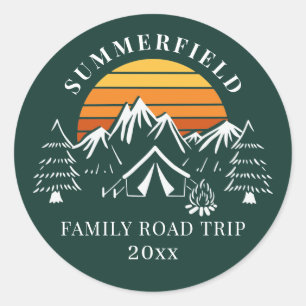 Family Vacation Road Trip Camping Custom Classic Round Sticker