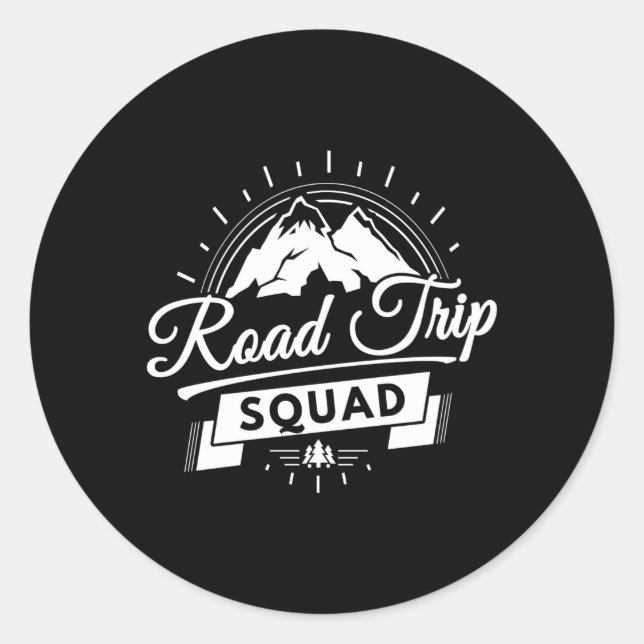 Family Vacation Road Trip Squad Mountains Classic Round Sticker (Front)