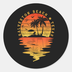 Family Vacation Tees Texas Galveston Beach Vintage Classic Round Sticker