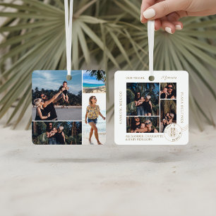 Family Vacation Travel Memories Photo Collage Metal Tree Decoration