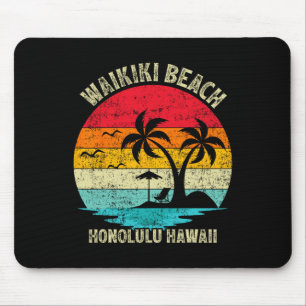 Family Vacation Vintage Retro Honolulu Hawaii Waik Mouse Pad