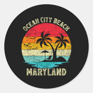 Family Vacation Vintage Retro Maryland Ocean City  Classic Round Sticker