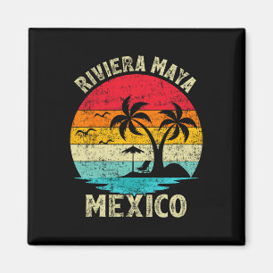 Family Vacation Vintage Retro Mexico Riviera Maya  Magnet