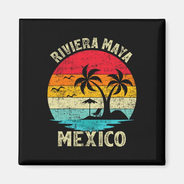 Family Vacation Vintage Retro Mexico Riviera Maya  Magnet (Front)