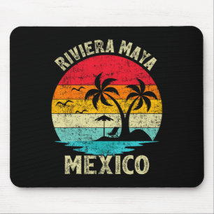 Family Vacation Vintage Retro Mexico Riviera Maya Mouse Pad
