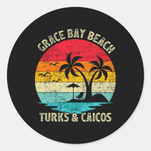 Family Vacation Vintage Turks And Caicos Grace Bay Classic Round Sticker