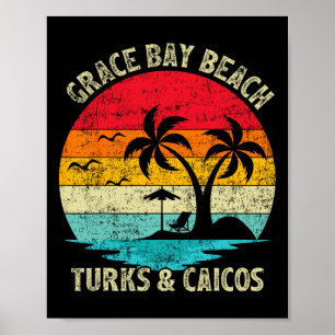 Family Vacation Vintage Turks And Caicos Grace Bay Poster