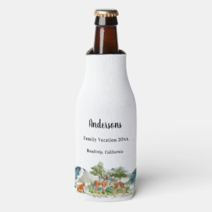 Family vacation woodland forest animals deer bottle cooler