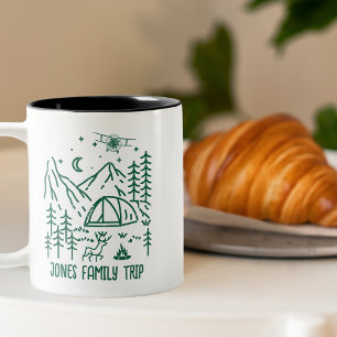 Family Vacation Woodland Forest Pine Tree Custom  Two-Tone Coffee Mug