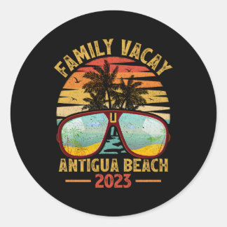 Family Vacay 2023 Barbuda Antigua Beach Classic Round Sticker