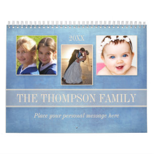 Family Watercolor Floral Personalised Photo Calendar