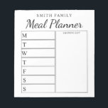 Family Weekly Meal Planner Notepad<br><div class="desc">Personalised Family Weekly Meal Planner. Create a custom meal planner for your family kitchen. Space to write meal plans for each day of the week. Also add groceries and more to the shopping list organiser. Features modern minimalist black and white design and pretty calligraphy script.</div>