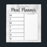 Family Weekly Meal Planner Notepad<br><div class="desc">Personalised Family Weekly Meal Planner. Create a custom meal planner for your family kitchen. Space to write meal plans for each day of the week. Also add groceries and more to the shopping list organiser. Features modern minimalist black and white design and pretty calligraphy script.</div>