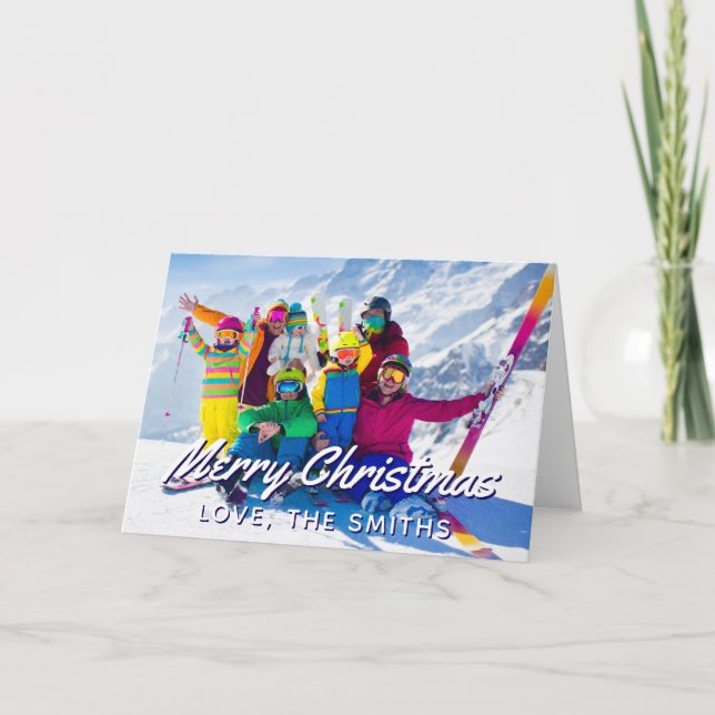 Family Winter Vacation Photo Merry Christmas Holiday Card (Front)
